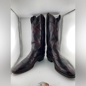 Vintage Justin Men's 8.5 D Cowboy Boots Western Style 9052 Black Cherry‌